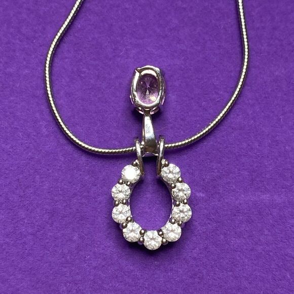 💛 Classic White Gold Plated I Forever Love You Crystal Necklace - Picture 3 of 6